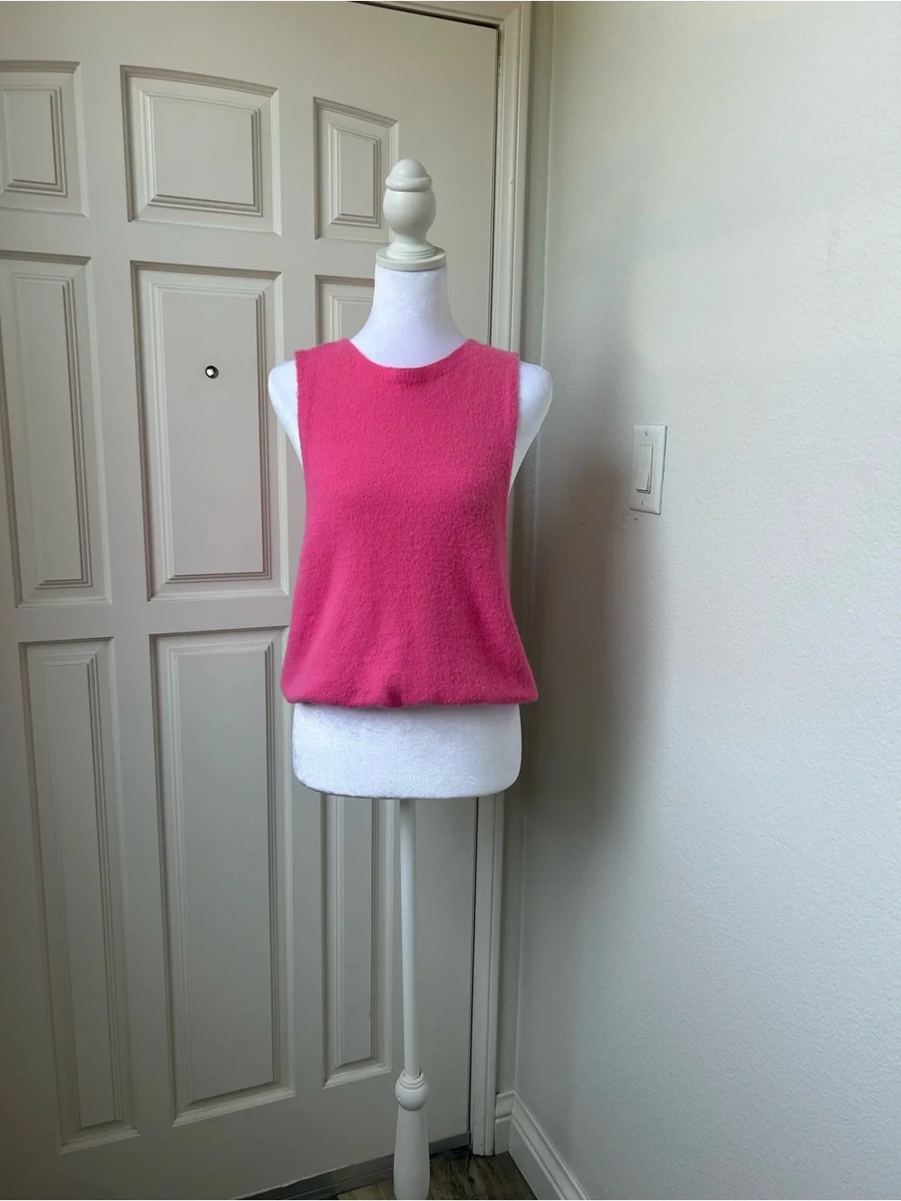 Free People Intimately Neon Pink Fuzzy Sweater Tank NWT Barbie Coquette Y2K